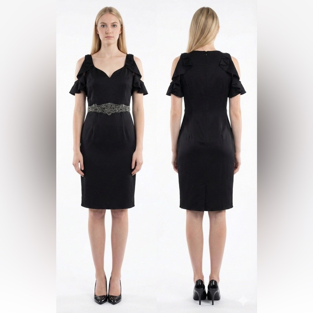 Little Mistress beautiful black dress with beaded waist
